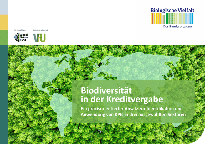 Deckblatt der Publikation „Biodiversität in der Kreditvergabe“